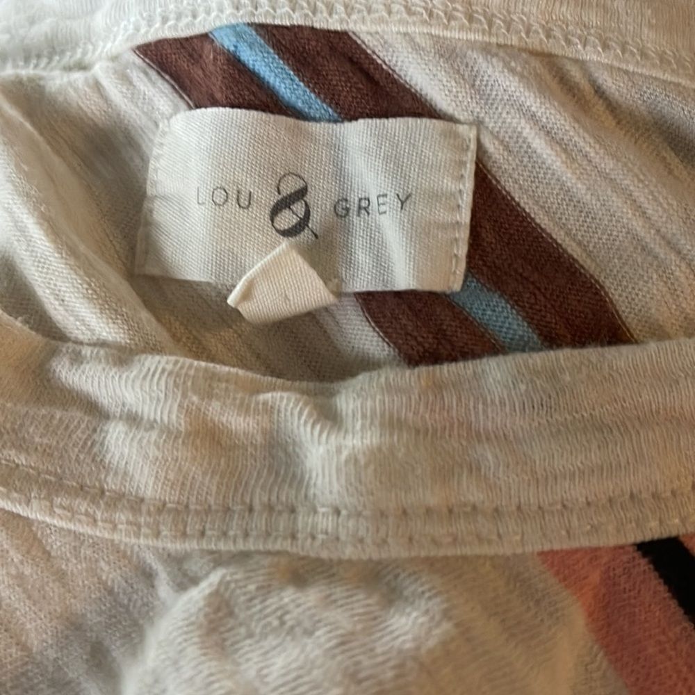 Lou & Grey slub diagonal stripe curved hem tank. Medium. - Picture 5 of 5